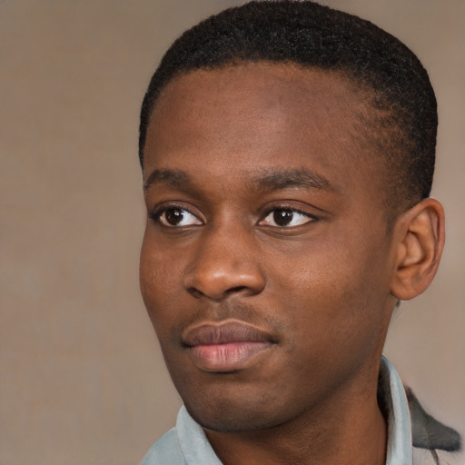 Neutral black young-adult male with short  brown hair and brown eyes