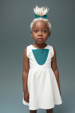 African american child female with  white hair