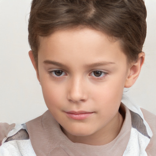 Neutral white child female with short  brown hair and brown eyes