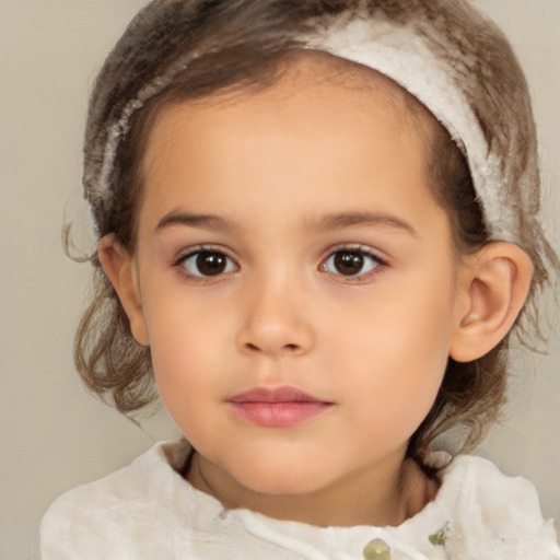 Neutral white child female with medium  brown hair and brown eyes