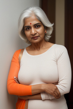 Indian middle-aged female with  white hair