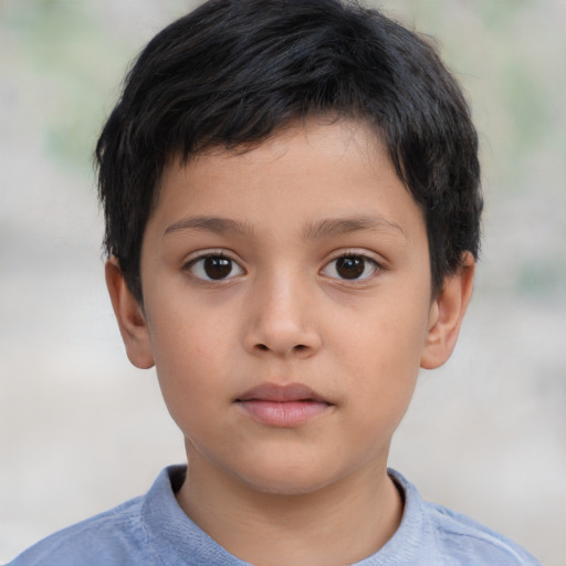 Neutral asian child male with short  brown hair and brown eyes