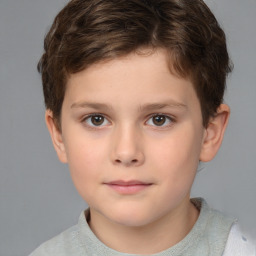 Neutral white child male with short  brown hair and brown eyes