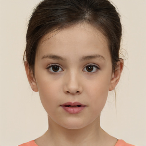 Neutral white child female with short  brown hair and brown eyes