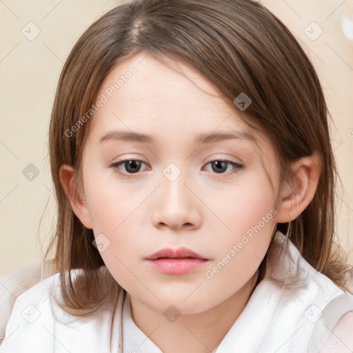 Neutral white child female with medium  brown hair and brown eyes