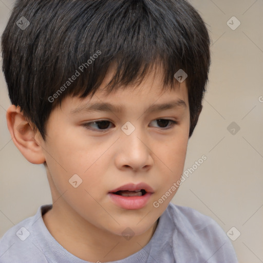 Neutral white child male with short  brown hair and brown eyes