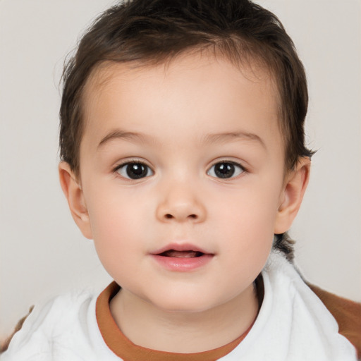 Neutral white child female with short  brown hair and brown eyes