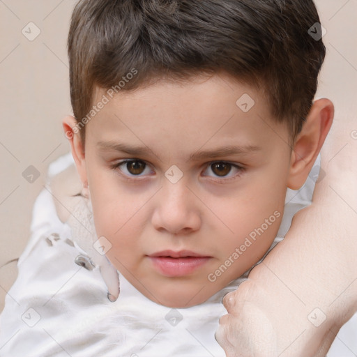 Neutral white child male with short  brown hair and brown eyes