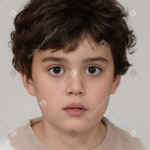 Neutral white child male with short  brown hair and brown eyes