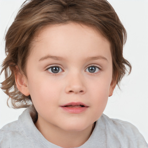 Neutral white child female with medium  brown hair and brown eyes