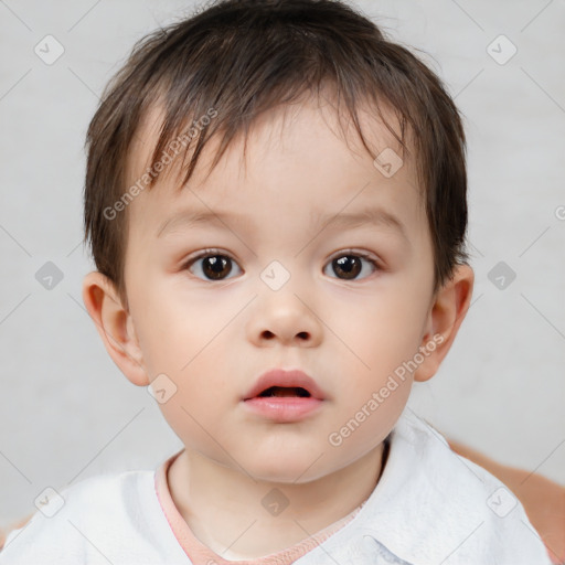 Neutral white child male with short  brown hair and brown eyes