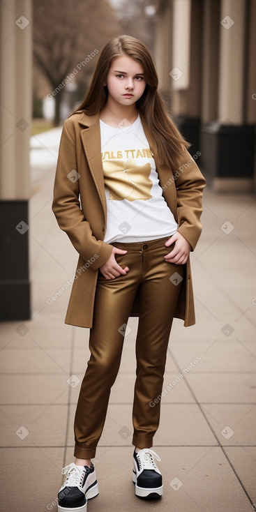 Teenager girl with  brown hair