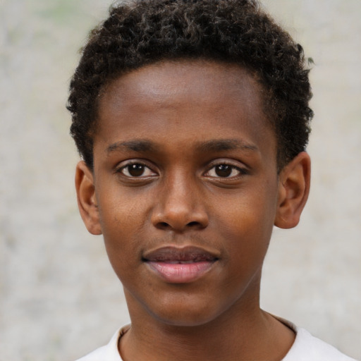Neutral black child male with short  brown hair and brown eyes