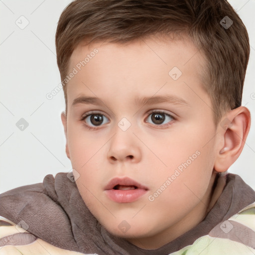 Neutral white child male with short  brown hair and brown eyes