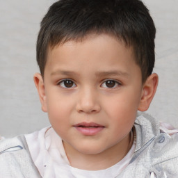 Neutral white child male with short  brown hair and brown eyes