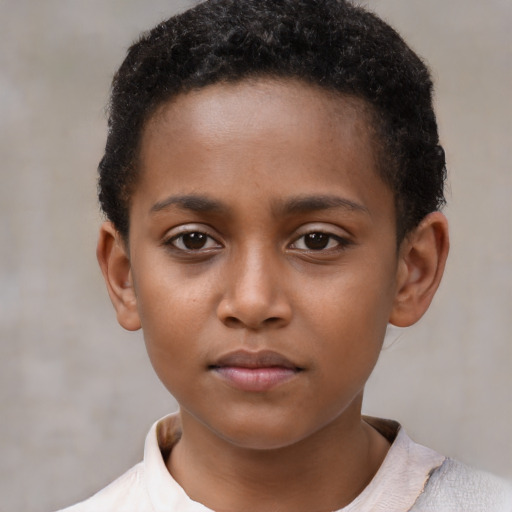 Neutral black child male with short  brown hair and brown eyes