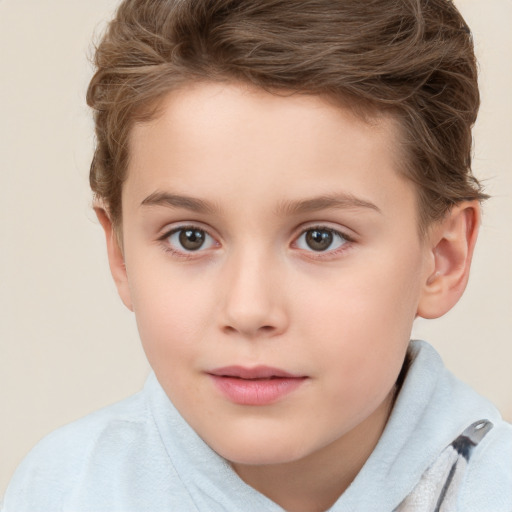 Neutral white child female with short  brown hair and brown eyes