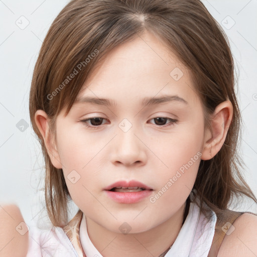 Neutral white child female with medium  brown hair and brown eyes