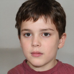 Neutral white child male with short  brown hair and brown eyes