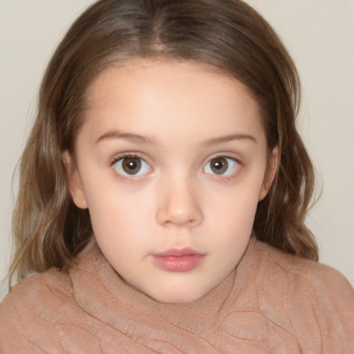 Neutral white child female with medium  brown hair and brown eyes