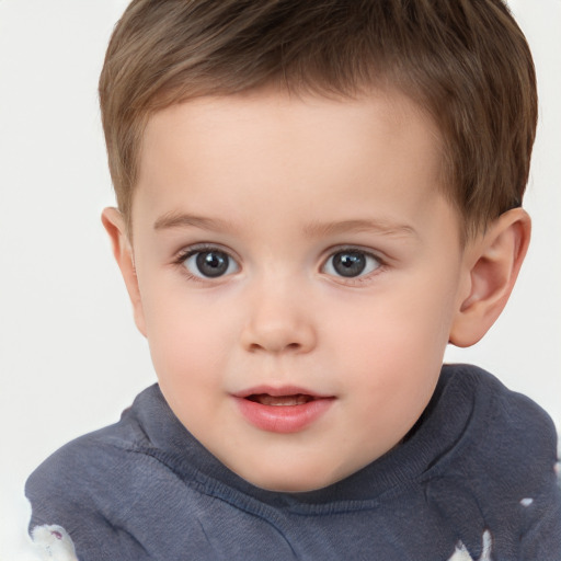 Neutral white child male with short  brown hair and brown eyes