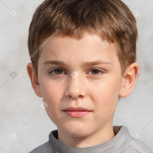 Neutral white child male with short  brown hair and brown eyes