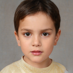 Neutral white child female with short  brown hair and brown eyes