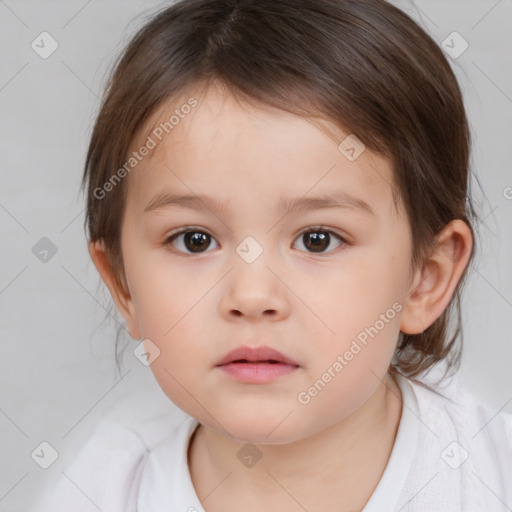 Neutral white child female with medium  brown hair and brown eyes