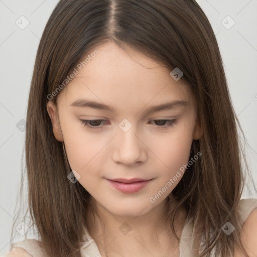 Neutral white child female with medium  brown hair and brown eyes