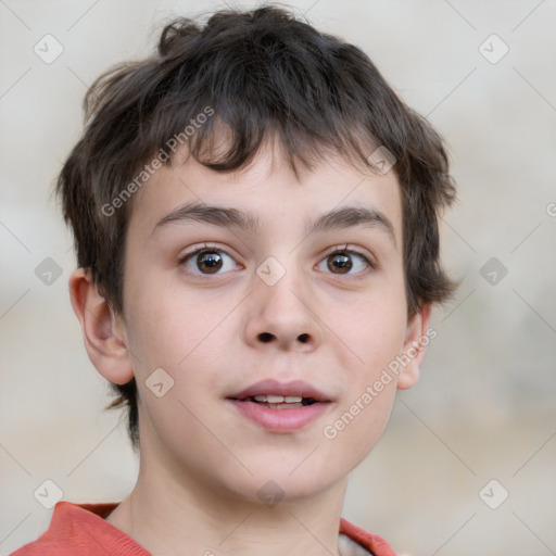 Neutral white child male with short  brown hair and brown eyes