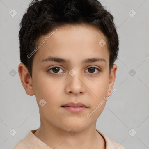 Neutral white child male with short  brown hair and brown eyes