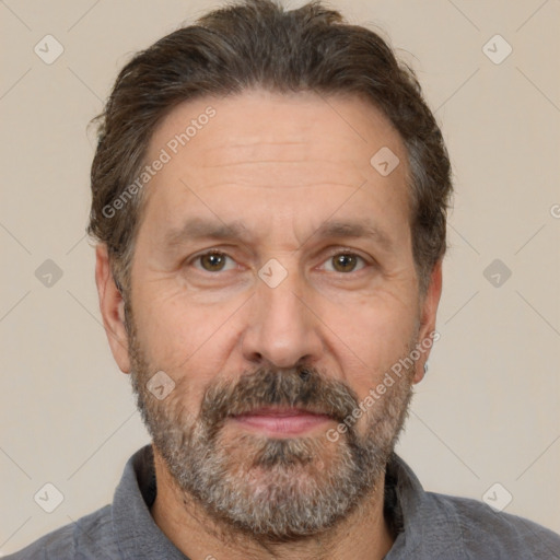 Neutral white adult male with short  brown hair and brown eyes