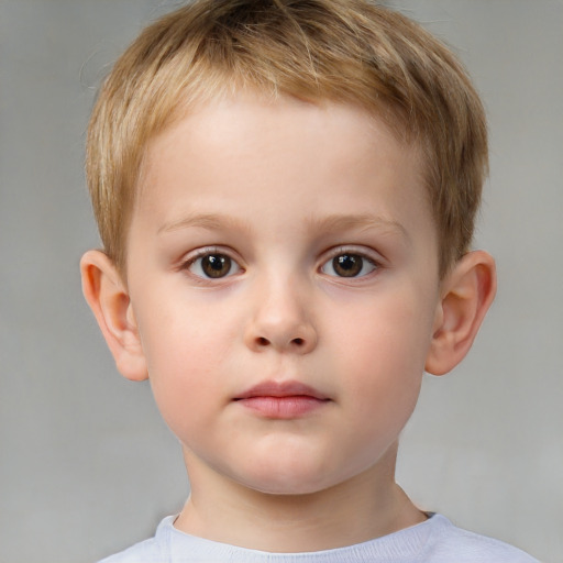 Neutral white child male with short  brown hair and brown eyes