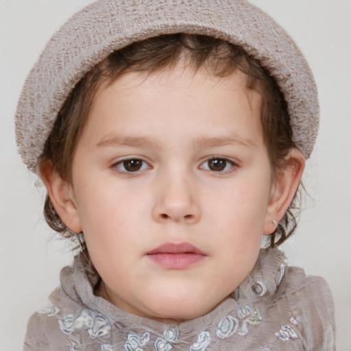 Neutral white child female with medium  brown hair and brown eyes