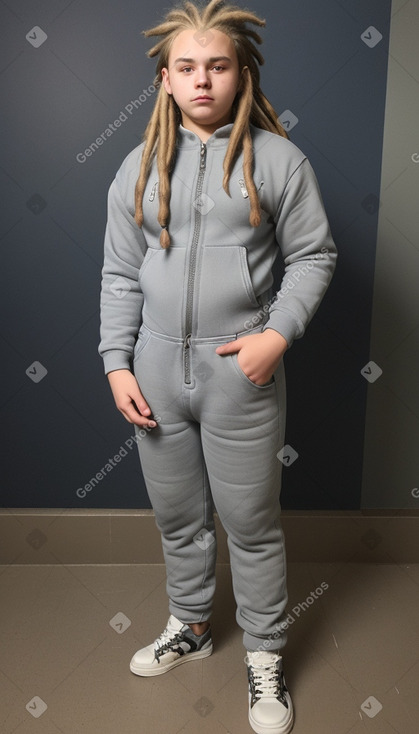 Belarusian teenager boy with  gray hair