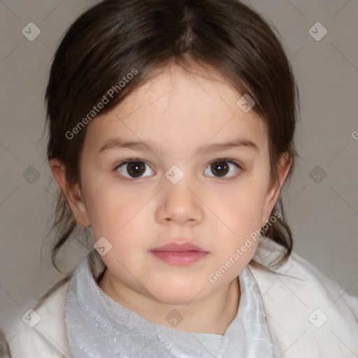 Neutral white child female with medium  brown hair and brown eyes