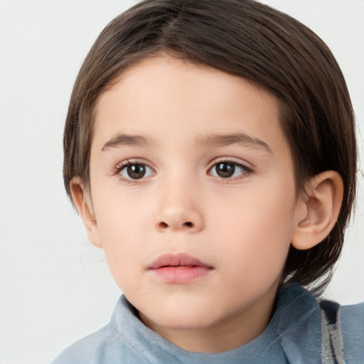 Neutral white child female with medium  brown hair and brown eyes