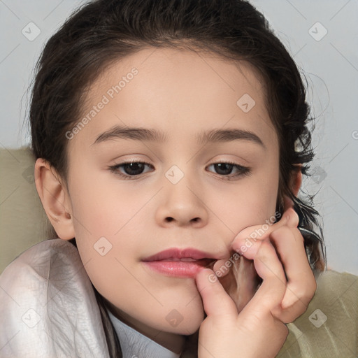 Neutral white child female with medium  brown hair and brown eyes