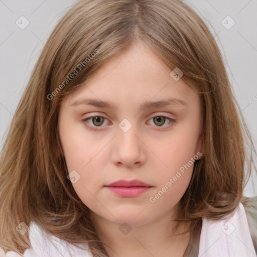 Neutral white child female with medium  brown hair and brown eyes