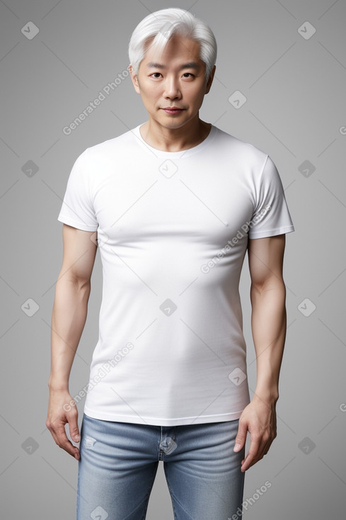 Korean 45 years male with  white hair