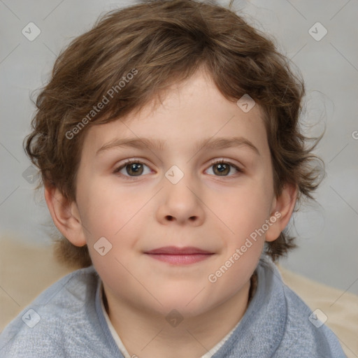 Neutral white child female with medium  brown hair and blue eyes