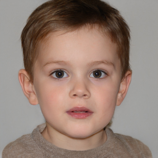 Neutral white child male with short  brown hair and brown eyes