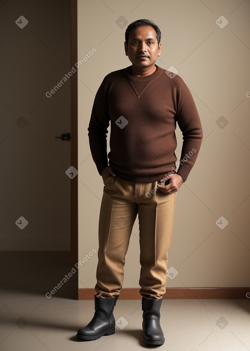 Nepalese middle-aged male with  brown hair