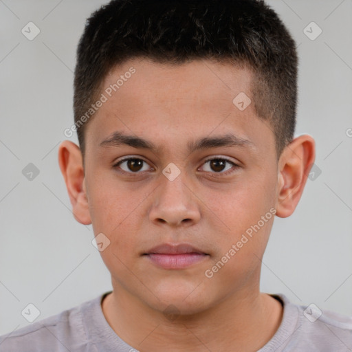 Neutral white child male with short  brown hair and brown eyes