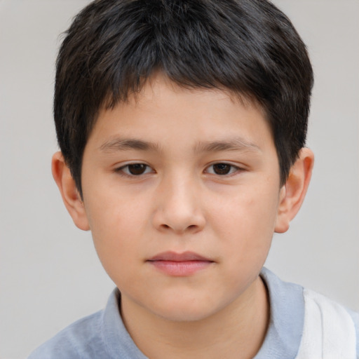 Neutral white child male with short  brown hair and brown eyes