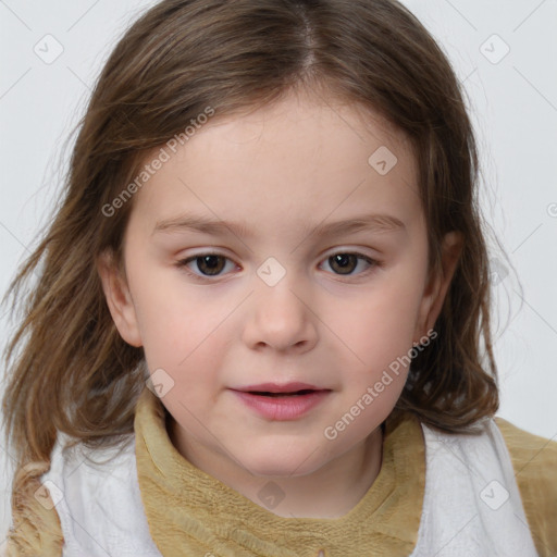 Neutral white child female with medium  brown hair and brown eyes