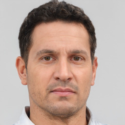 Neutral white adult male with short  brown hair and brown eyes