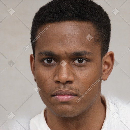 Neutral latino young-adult male with short  brown hair and brown eyes