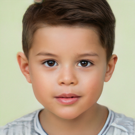 Neutral white child male with short  brown hair and brown eyes