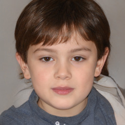 Neutral white child male with medium  brown hair and brown eyes